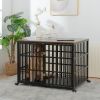 42" Heavy Duty Dog Crate for Large Medium Dogs, Furniture Style cage with 4 Lockable Wheels and 2 Locks, Decorative Pet House Wooden Cage Kennel Furni