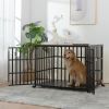 42" Heavy Duty Dog Crate for Large Medium Dogs, Furniture Style cage with 4 Lockable Wheels and 2 Locks, Decorative Pet House Wooden Cage Kennel Furni