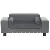 Dog Sofa Gray 31.9"x16.9"x12.2" Plush and Faux Leather