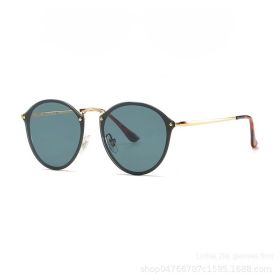 Fashion Trend Sunglasses Colorful Versatile Simple Sunglasses Cross border Cycling Network Red Glasses (colour: Gold framed dark green)