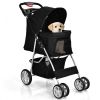 Foldable 4-Wheel Pet Stroller with Storage Basket